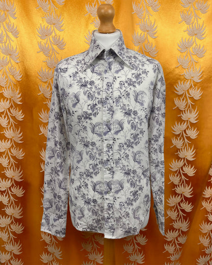 Vintage 1960’s 1970’s Dagger Collar Floral Shirt by Jaytex