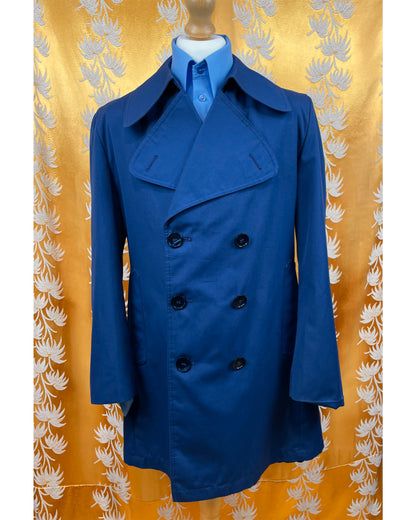 1960s 1970’s Blue Mac Trench Coat by Burton