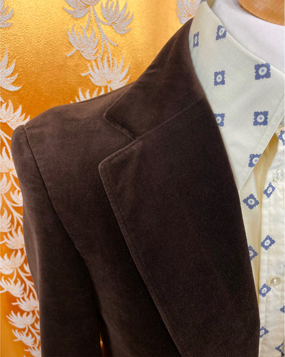 Vintage 1960’s 1970’s Brown Velvet Flared Two Piece Suit