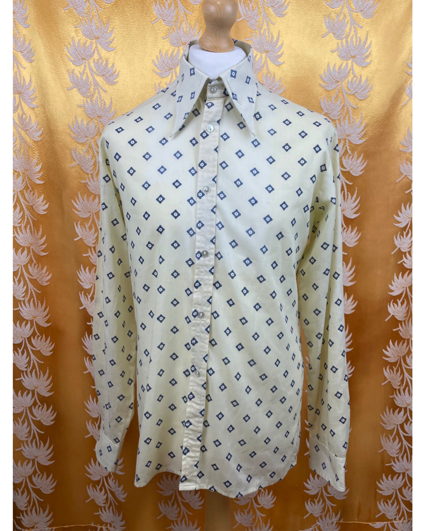 Vintage 1960’s 1970’s White/Blue Pattern Shirt by Status