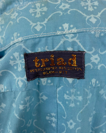 Vintage 1960’s 1970’s Blue Psychedelic Mod Beagle Collar Shirt by Triad