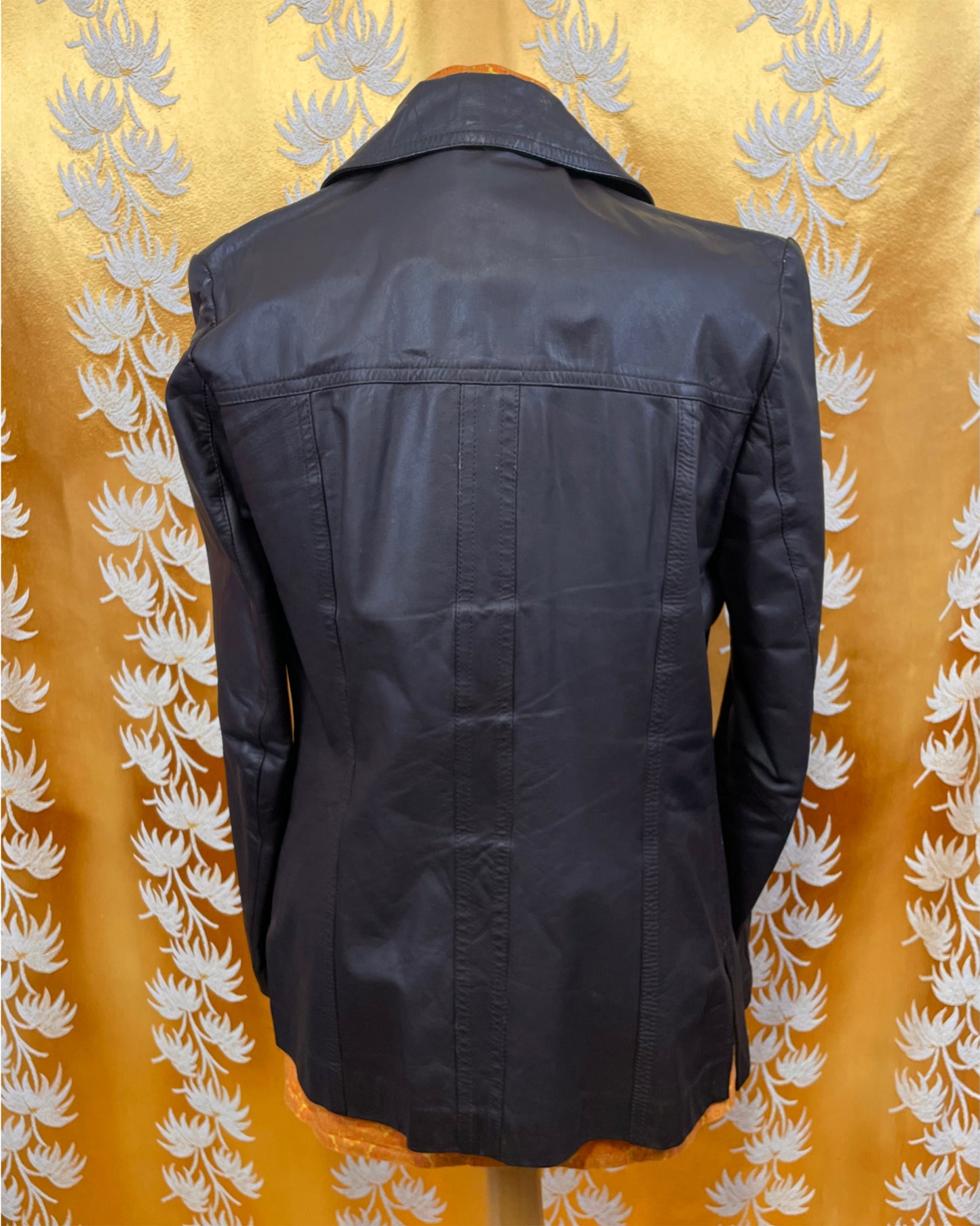 Vintage 1960’s 1970’s Dagger Collar Grey Leather Jacket