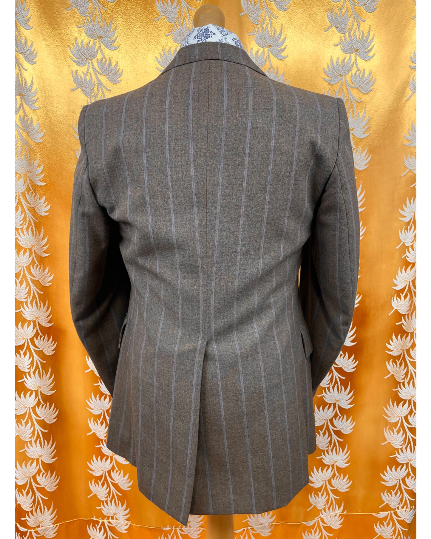 Vintage 1960’s 1970’s Brown/Blue Pinstripe Three Piece Flared Suit