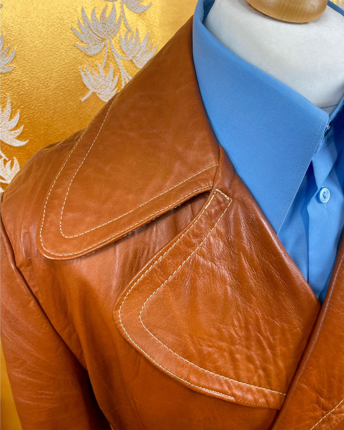 1960’s 1970’s Tan Leather Trench Coat