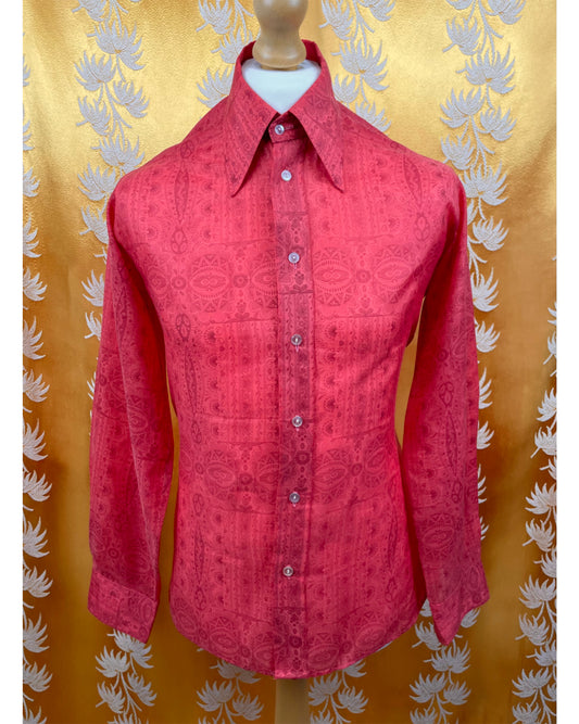 1960’s 1970’s Red Paisley Psychedelic Shirt by Double Two