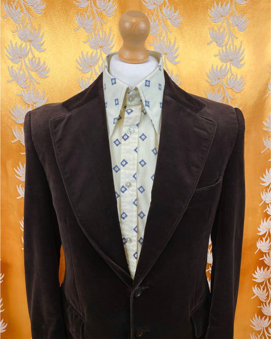 Vintage 1960’s 1970’s Brown Velvet Flared Two Piece Suit