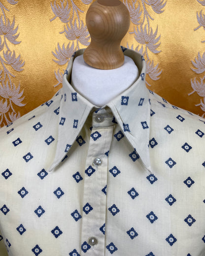 Vintage 1960’s 1970’s White/Blue Pattern Shirt by Status