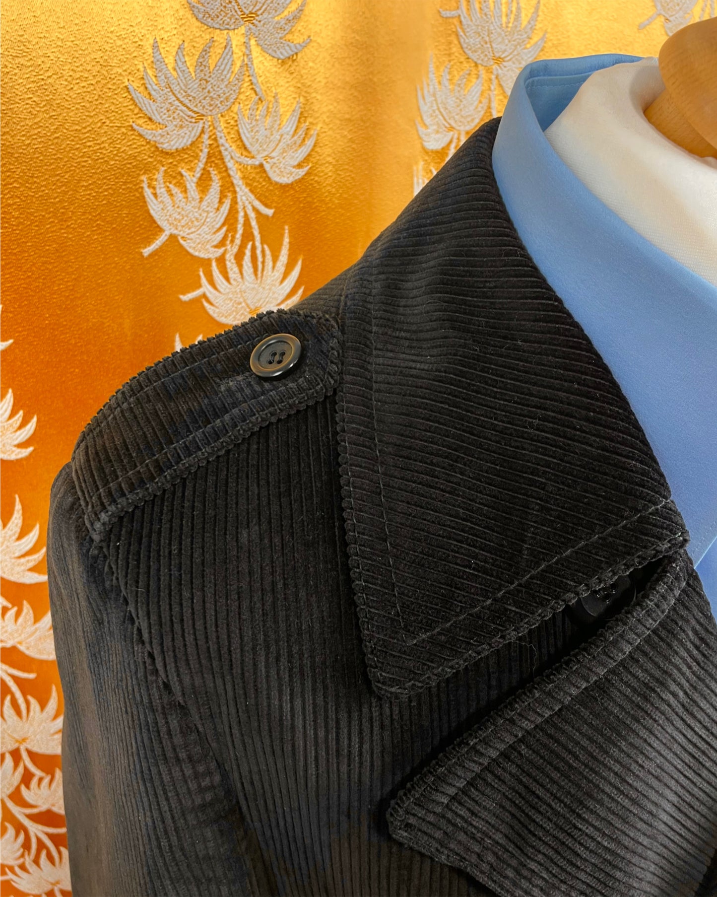 1960’s 1970’s Black Corduroy Dagger Trench Coat