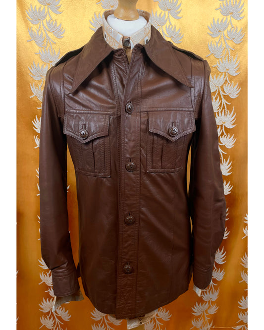 Vintage 1970’s Dagger Collar Leather Jacket by Echt Leder