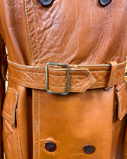1960’s 1970’s Tan Leather Trench Coat