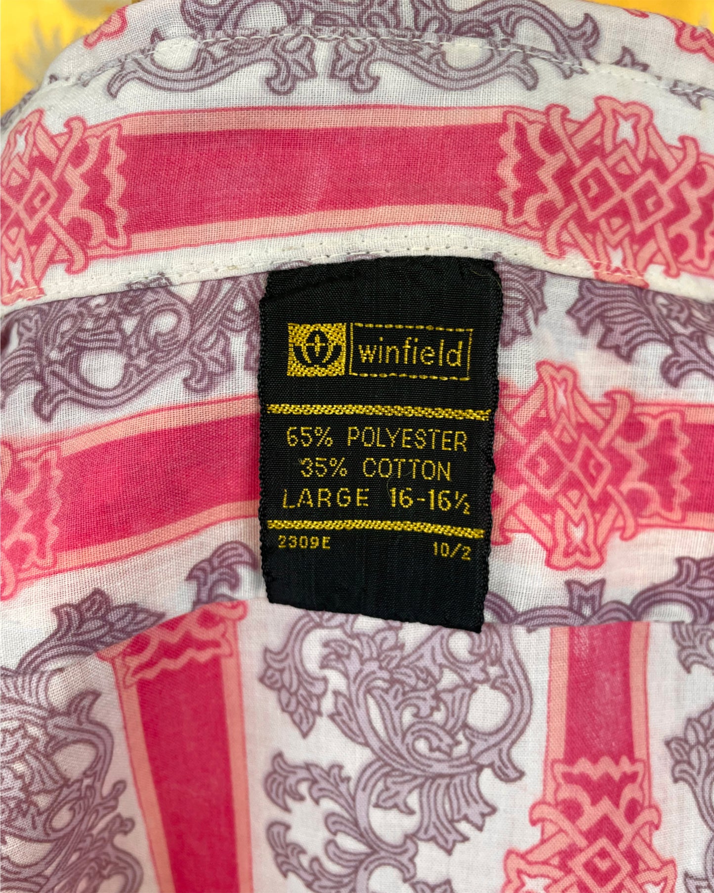 Vintage 1960’s 1970’s Pink Pattern Psychedelic Mod Shirt with Necktie by Winfield