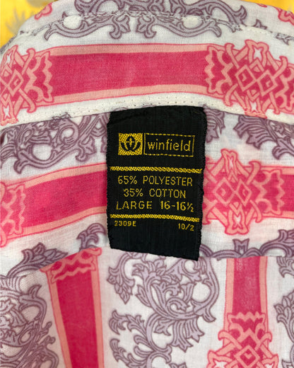 Vintage 1960’s 1970’s Pink Pattern Psychedelic Mod Shirt with Necktie by Winfield