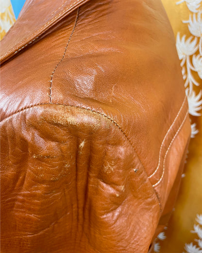 1960’s 1970’s Tan Leather Trench Coat