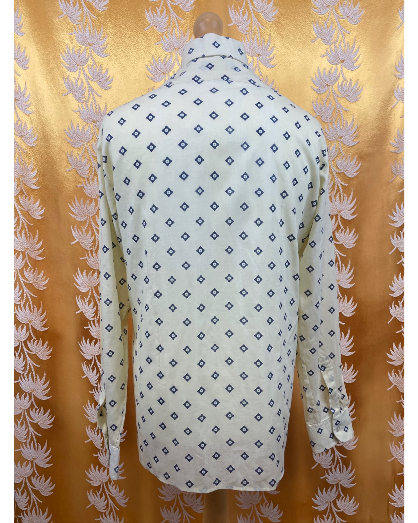 Vintage 1960’s 1970’s White/Blue Pattern Shirt by Status