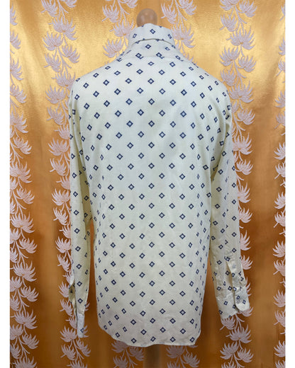Vintage 1960’s 1970’s White/Blue Pattern Shirt by Status