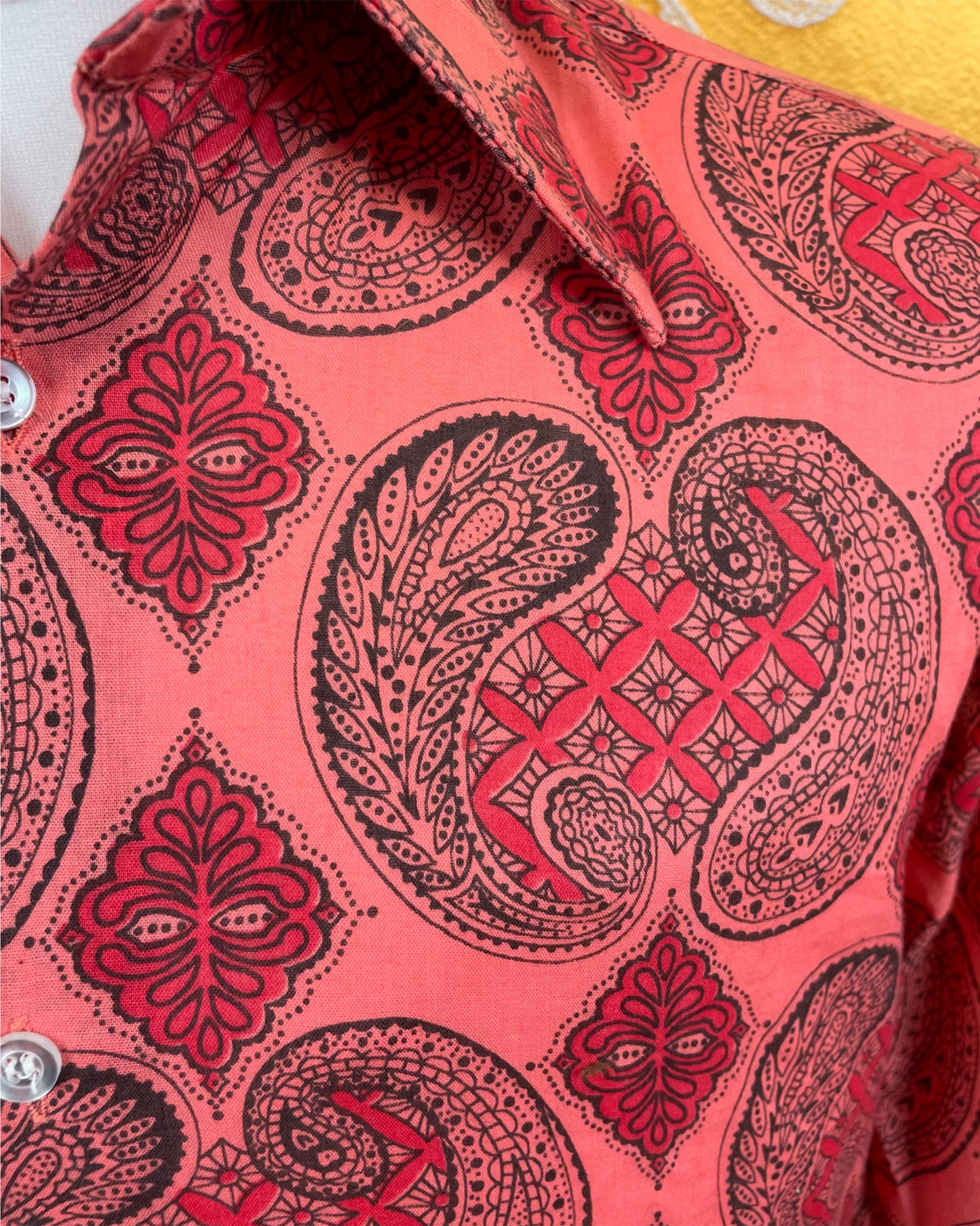 Vintage 1960’s 1970’s Red Paisley Psychedelic Shirt by Winfield