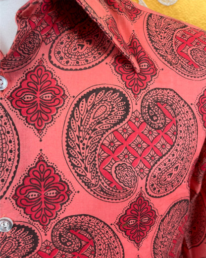 Vintage 1960’s 1970’s Red Paisley Psychedelic Shirt by Winfield