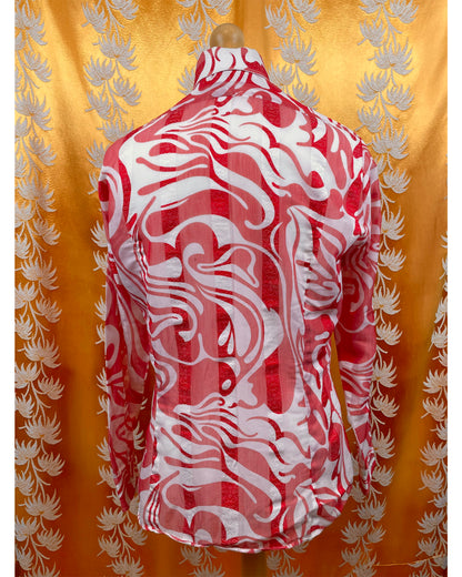 Vintage 1960’s 1970’s Red White Psychedelic Shirt by Double Two