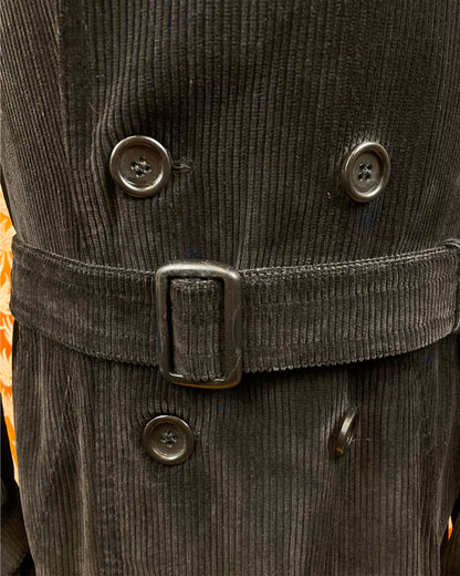 1960’s 1970’s Black Corduroy Dagger Trench Coat