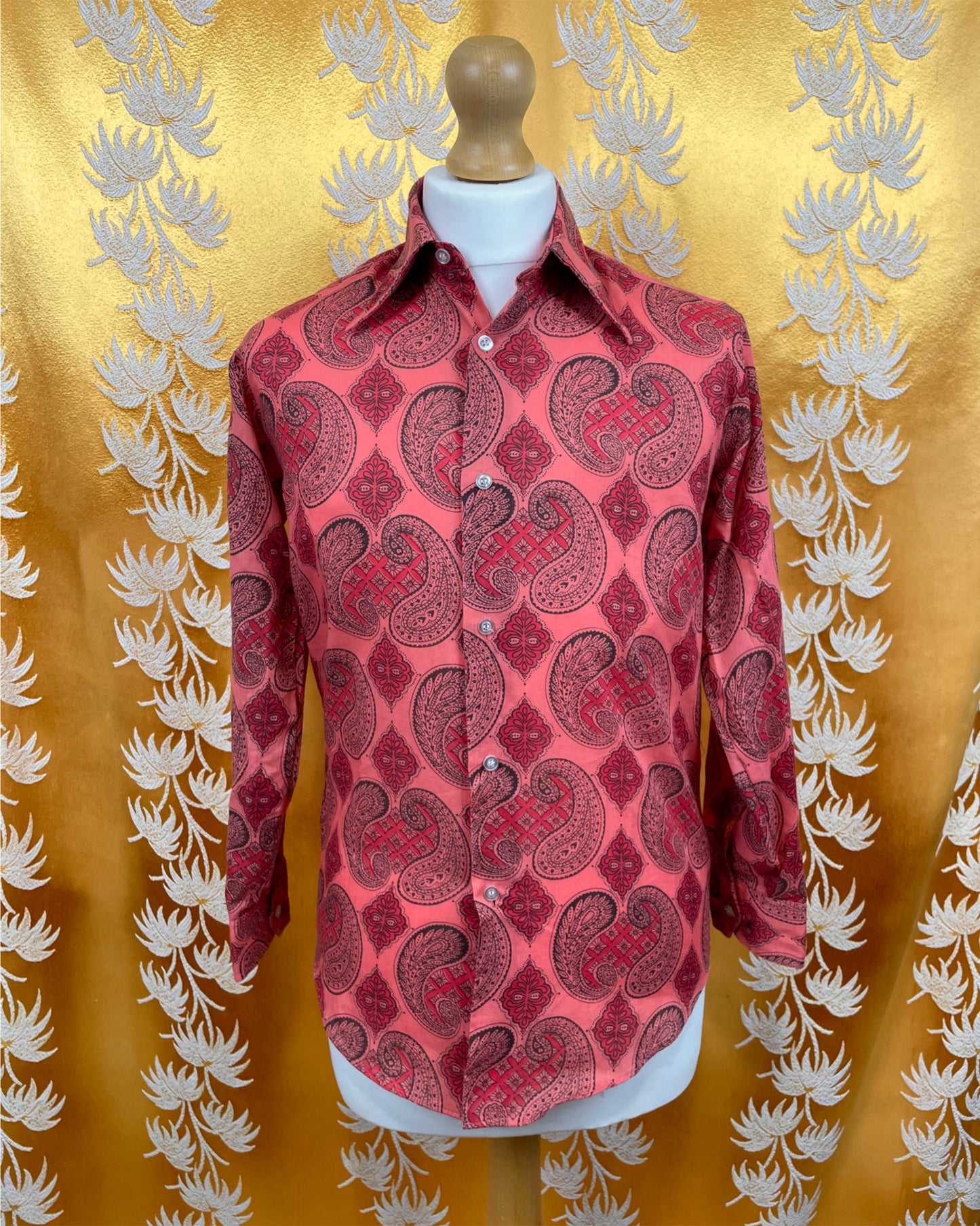Vintage 1960’s 1970’s Red Paisley Psychedelic Shirt by Winfield