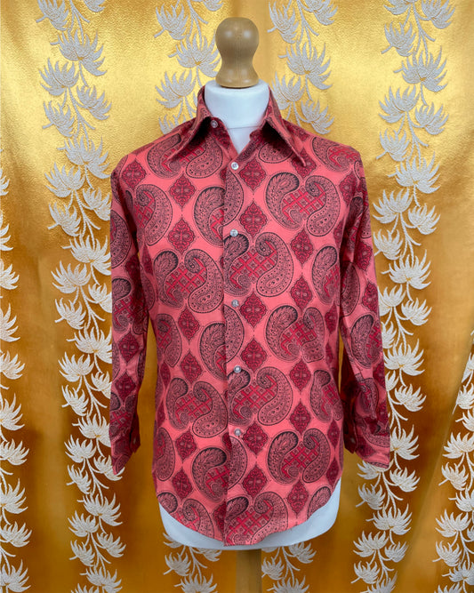 Vintage 1960’s 1970’s Red Paisley Psychedelic Shirt by Winfield
