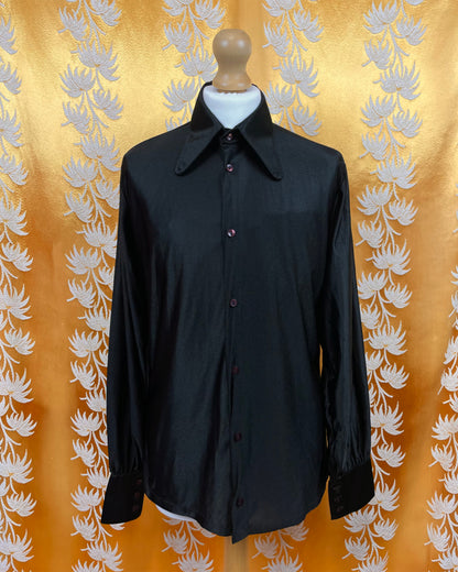 Vintage 1960’s 1970’s Black Beagle Collar Shirt Mod Psychedelic by Boar