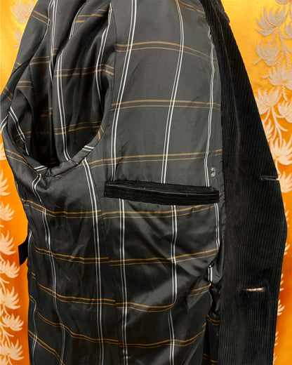 1960’s 1970’s Black Corduroy Dagger Trench Coat