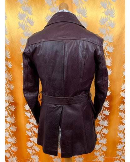 Vintage 1960’s 1970’s Oxblood Beagle Collar Leather Jacket by Paul Blanche