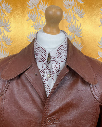 Vintage 1960’s 1970’s Brown Beagle Collar Leather Jacket by Campari