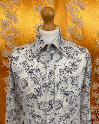 Vintage 1960’s 1970’s Dagger Collar Floral Shirt by Jaytex
