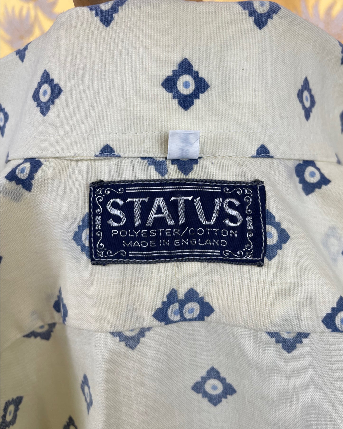 Vintage 1960’s 1970’s White/Blue Pattern Shirt by Status