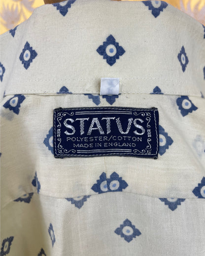 Vintage 1960’s 1970’s White/Blue Pattern Shirt by Status