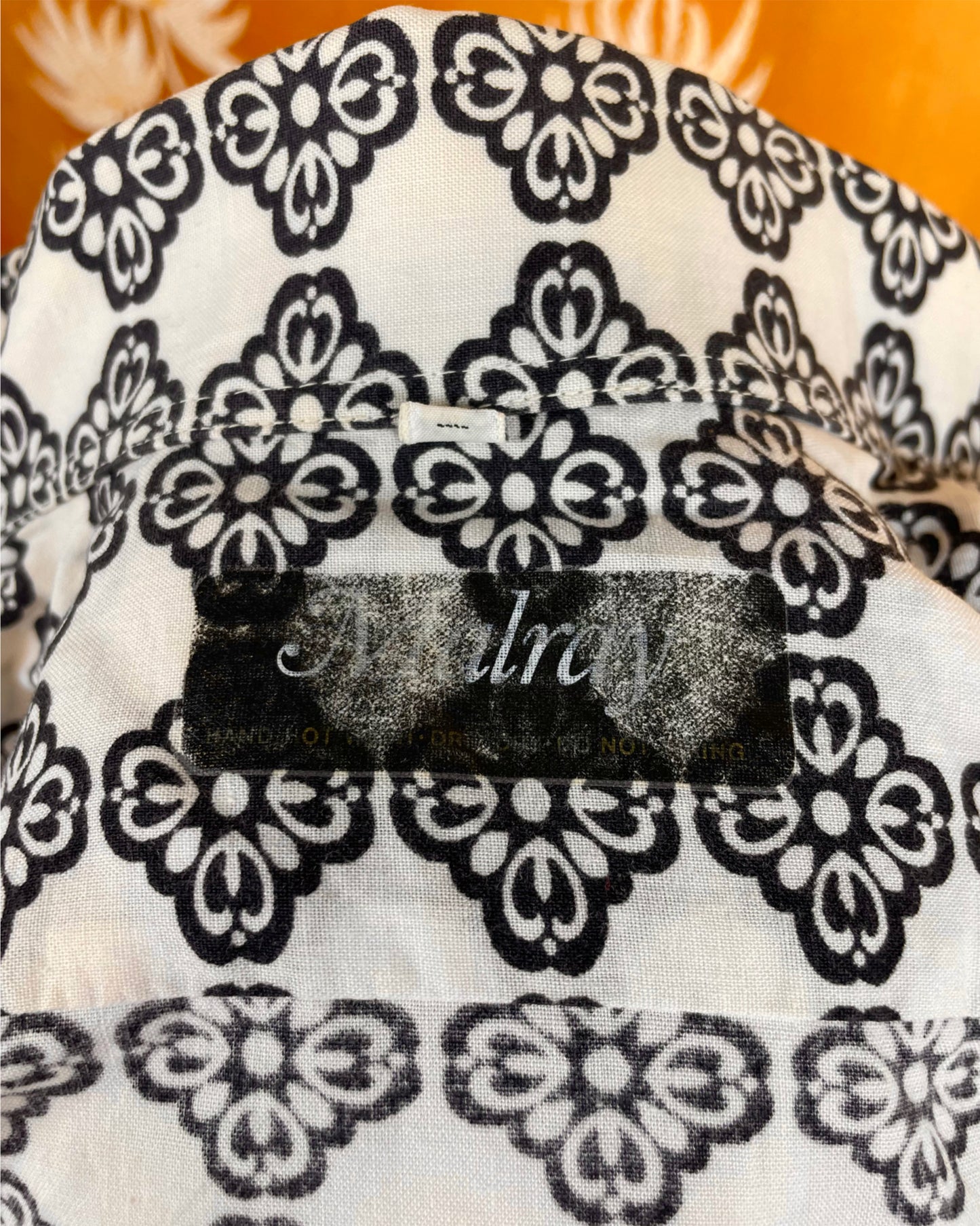 Vintage 1960’s 1970’s Black and White Dagger Collar Psychedelic Mod Shirt by Malray