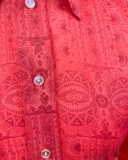 1960’s 1970’s Red Paisley Psychedelic Shirt by Double Two