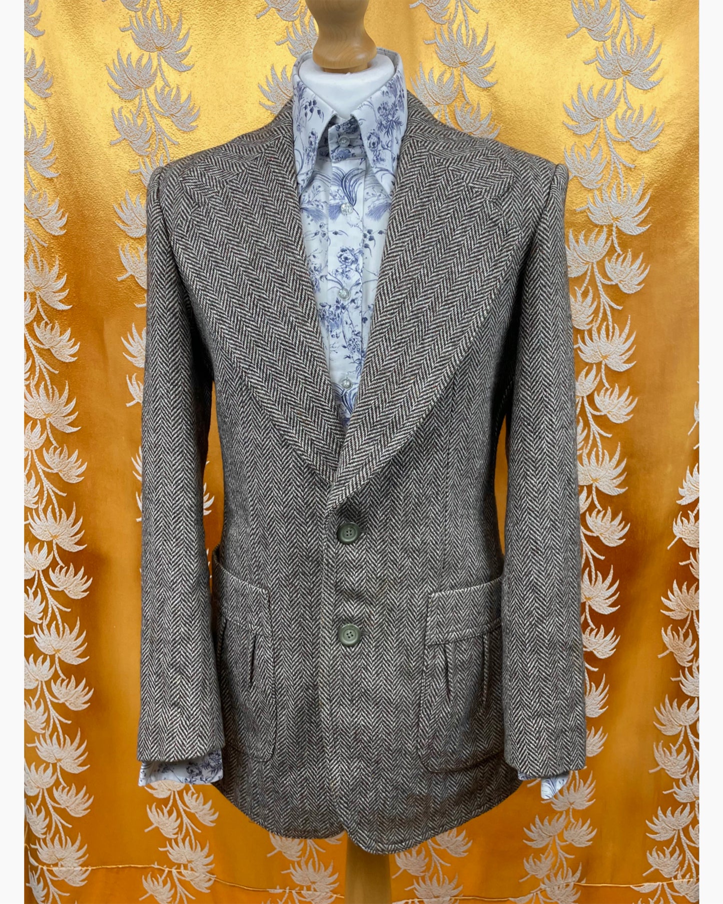 Vintage 1960’s 1970’s Herringbone Tweed Style Blazer by Lord John