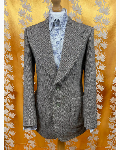 Vintage 1960’s 1970’s Herringbone Tweed Style Blazer by Lord John