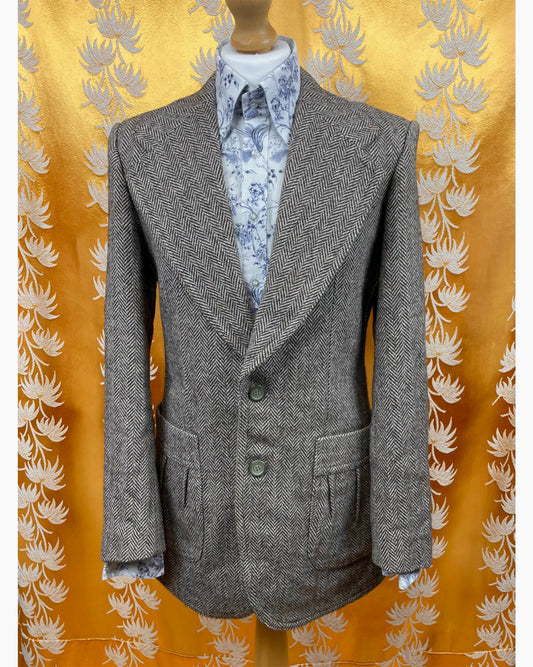 Vintage 1960’s 1970’s Herringbone Tweed Style Blazer by Lord John