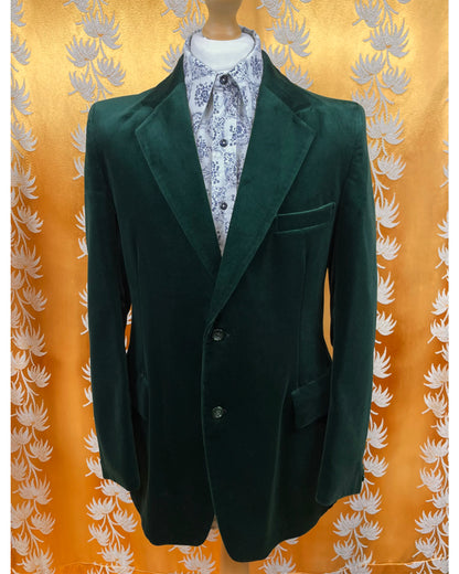 Vintage 1960’s 1970’s Bottle Green Velvet Blazer by Hepworths