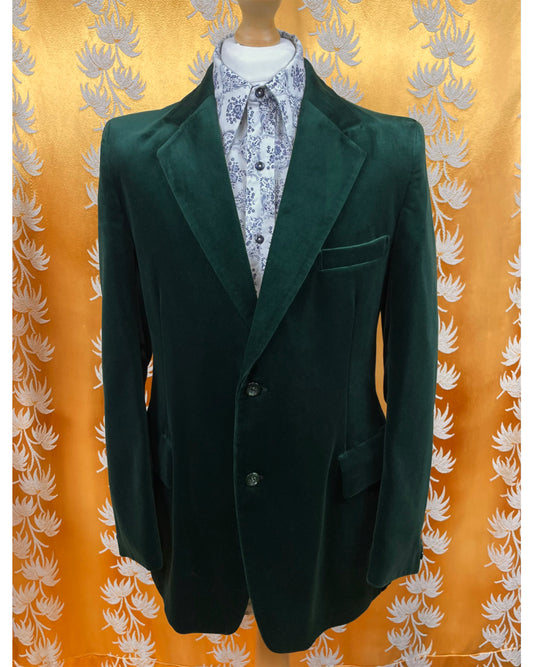 Vintage 1960’s 1970’s Bottle Green Velvet Blazer by Hepworths