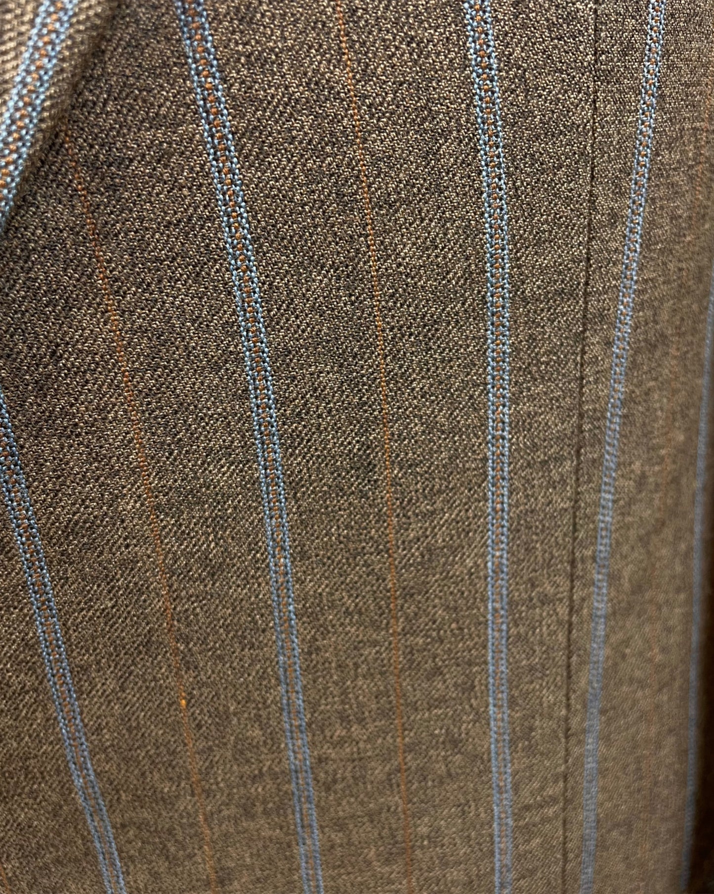 Vintage 1960’s 1970’s Brown/Blue Pinstripe Three Piece Flared Suit