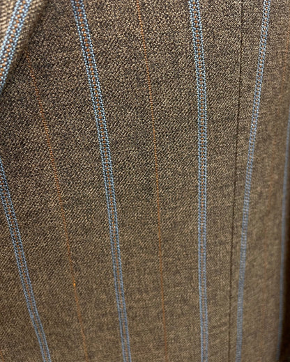 Vintage 1960’s 1970’s Brown/Blue Pinstripe Three Piece Flared Suit