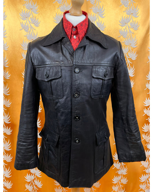 Vintage 1960’s 1970’s Black Leather Jacket