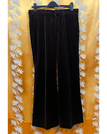 Vintage 1960’s 1970’s Brown Velvet Flared Two Piece Suit