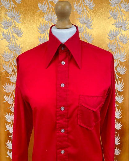 Vintage 1960’s 1970’s Red Dagger Collar Shirt by Brutus