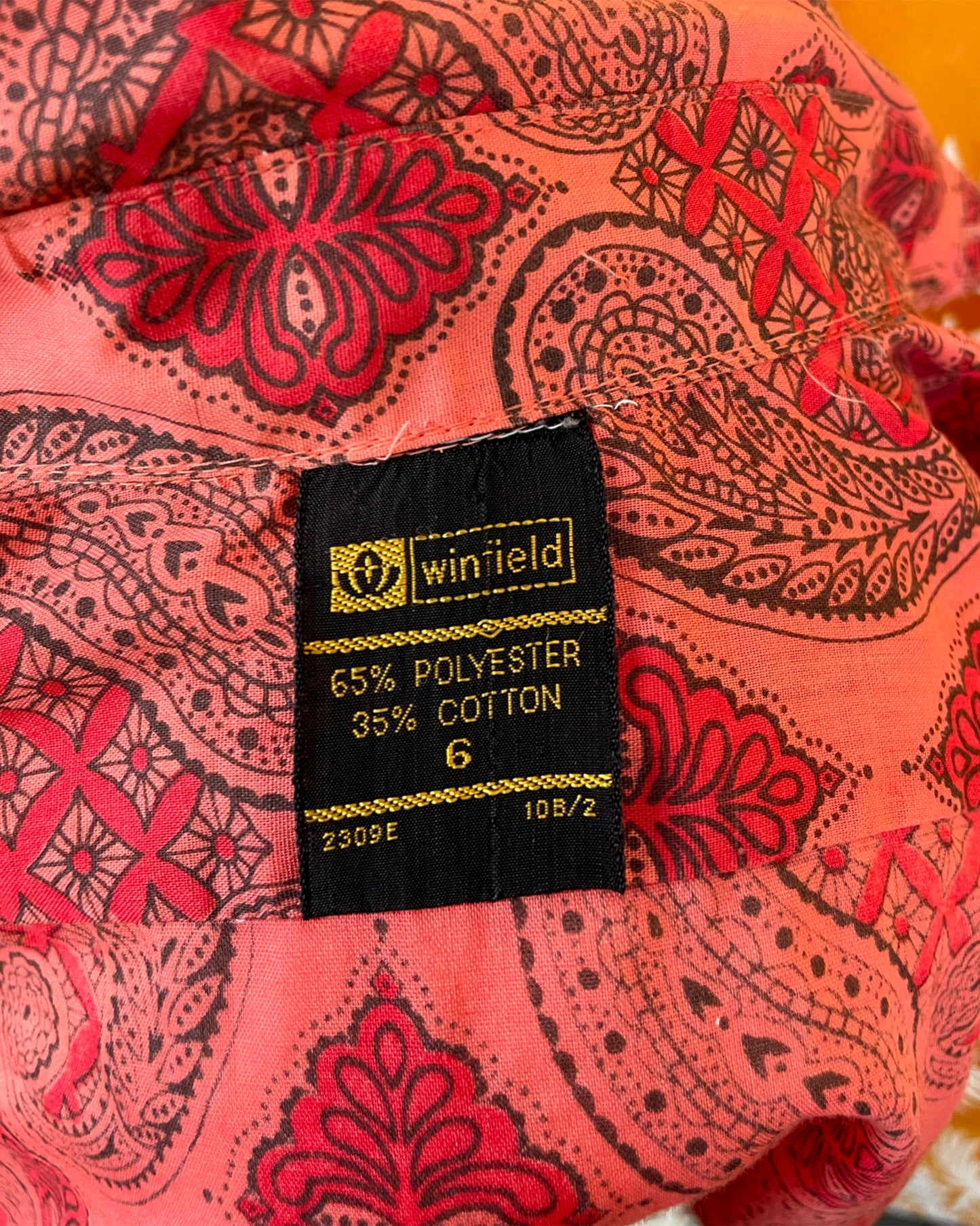 Vintage 1960’s 1970’s Red Paisley Psychedelic Shirt by Winfield
