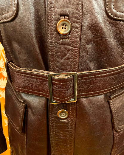 Vintage 1960’s 1970’s Oxblood Beagle Collar Leather Jacket by Paul Blanche