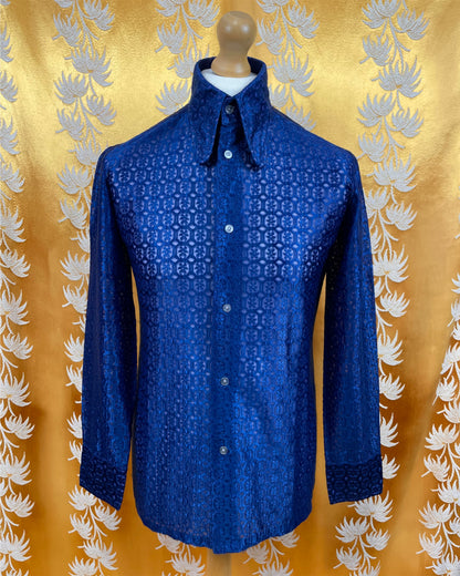 Vintage 1960’s 1970’s Blue Beagle Collar Psychedelic Shirt