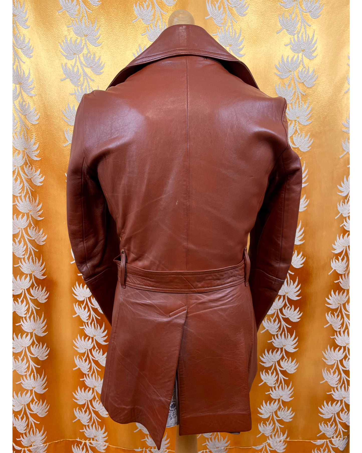 Vintage 1960’s 1970’s Belted Tan Leather Jacket by Barretts