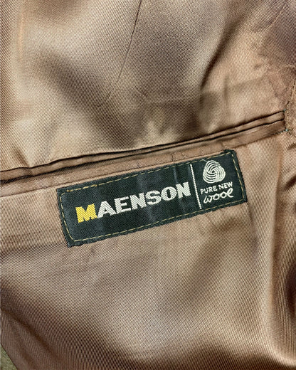 Vintage 1960’s 1970’s Green Plaid Three Button Suit by Maenson