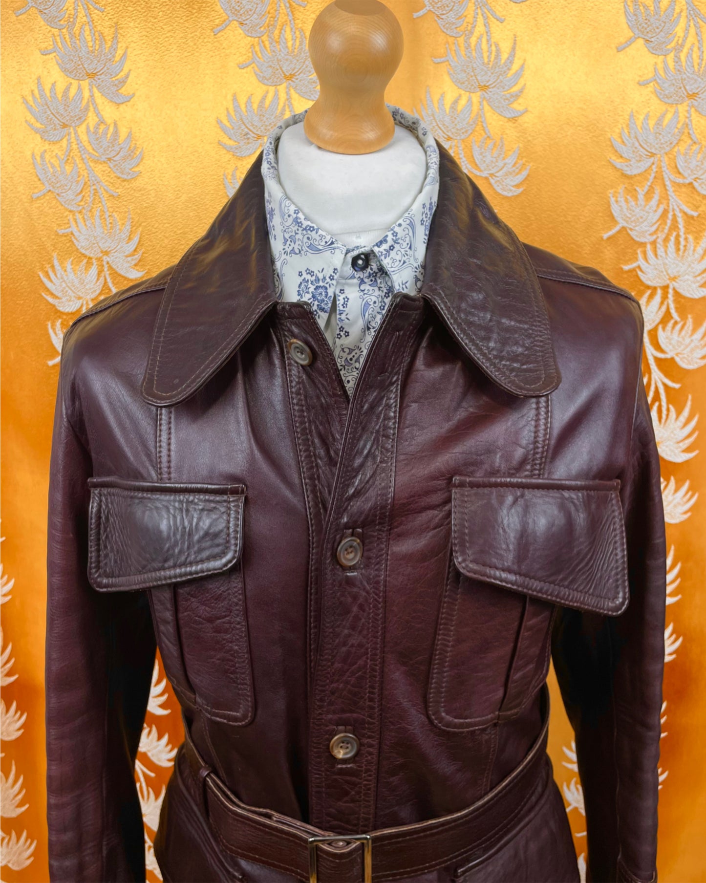 Vintage 1960’s 1970’s Oxblood Beagle Collar Leather Jacket by Paul Blanche